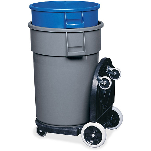 Rubbermaid Commercial Brute Tandem Dolly for 2620, 2632, 2643, 2655, 3526, 3536 Containers 400 lb Capacity - 8" , 3" Caster Size - 45" Length x 20.20" Width x 8" Height - Black - 1 Each (264600BK)