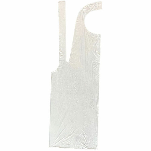 Genuine Joe 50" Disposable Poly Apron White - Polyethylene - 100 / Pack (GJO85141)