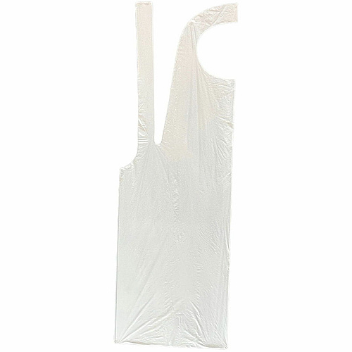 Genuine Joe 50" Disposable Poly Apron White - Polyethylene - 100 / Pack (GJO85141)