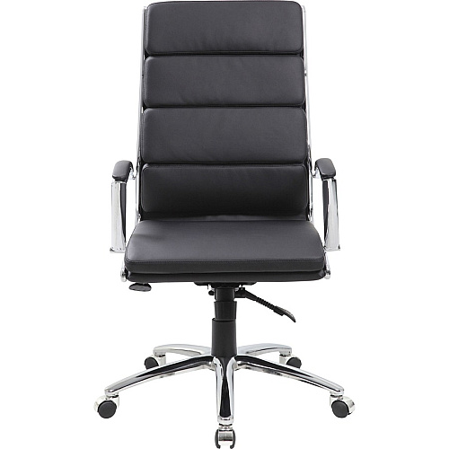 Boss Contemporary Executive Highback In Caressoft Plus Black Seat Color - Vinyl Seat Material - Chrome, Black Frame Color - Chrome Frame Material - High Back - 5-star Base - Black - 1 Each (B9471BK)