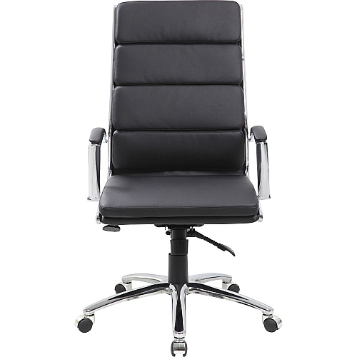 Boss Contemporary Executive Highback In Caressoft Plus Black Seat Color - Vinyl Seat Material - Chrome, Black Frame Color - Chrome Frame Material - High Back - 5-star Base - Black - 1 Each (B9471BK)