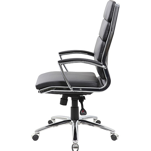 Boss Contemporary Executive Highback In Caressoft Plus Black Seat Color - Vinyl Seat Material - Chrome, Black Frame Color - Chrome Frame Material - High Back - 5-star Base - Black - 1 Each (B9471BK)