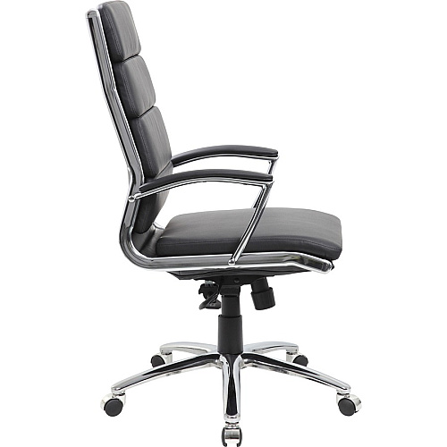 Boss Contemporary Executive Highback In Caressoft Plus Black Seat Color - Vinyl Seat Material - Chrome, Black Frame Color - Chrome Frame Material - High Back - 5-star Base - Black - 1 Each (B9471BK)