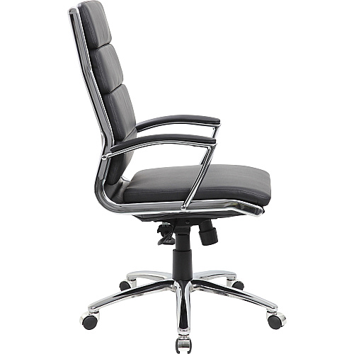 Boss Contemporary Executive Highback In Caressoft Plus Black Seat Color - Vinyl Seat Material - Chrome, Black Frame Color - Chrome Frame Material - High Back - 5-star Base - Black - 1 Each (B9471BK)