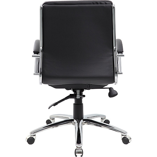 Boss Contemporary Executive Midback In Caressoft Plus Black Seat Color - Vinyl Seat Material - Chrome, Black Frame Color - Chrome Frame Material - Mid Back - 5-star Base - Black - 1 Each (B9476BK)
