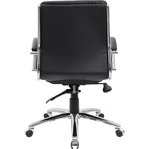Boss Contemporary Executive Midback In Caressoft Plus Black Seat Color - Vinyl Seat Material - Chrome, Black Frame Color - Chrome Frame Material - Mid Back - 5-star Base - Black - 1 Each (B9476BK)