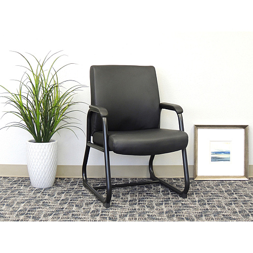 Boss Heavy Duty Guest Chair Black Seat Color - Vinyl Seat Material - Black Frame Color - Metal Frame Material - Sled Base - Black - 1 Each (B709)
