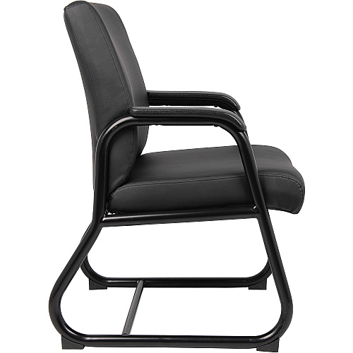Boss Heavy Duty Guest Chair Black Seat Color - Vinyl Seat Material - Black Frame Color - Metal Frame Material - Sled Base - Black - 1 Each (B709)