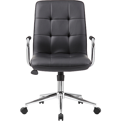 Boss Modern Office Chair with Chrome Arms Black Seat Color - Vinyl Seat Material - Chrome, Black Frame Color - Chrome Frame Material - 5-star Base - Black - 1 Each (B331BK)