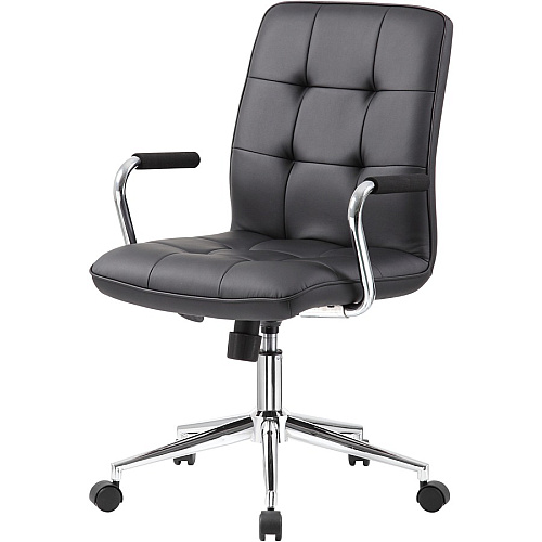Boss Modern Office Chair with Chrome Arms Black Seat Color - Vinyl Seat Material - Chrome, Black Frame Color - Chrome Frame Material - 5-star Base - Black - 1 Each (B331BK)