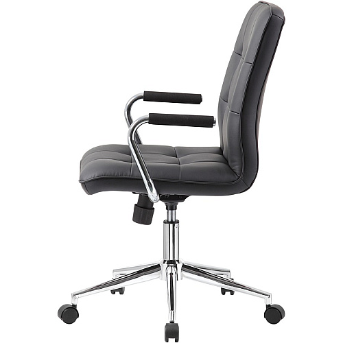 Boss Modern Office Chair with Chrome Arms Black Seat Color - Vinyl Seat Material - Chrome, Black Frame Color - Chrome Frame Material - 5-star Base - Black - 1 Each (B331BK)