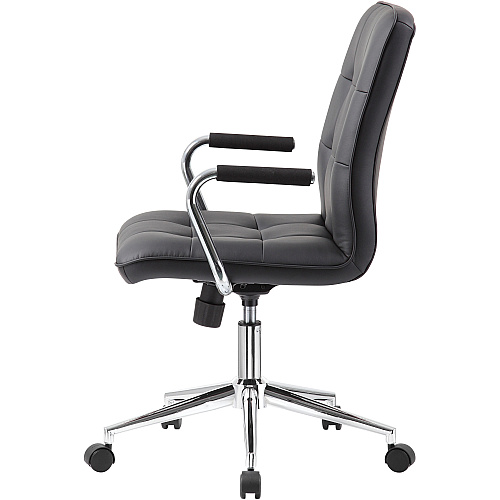 Boss Modern Office Chair with Chrome Arms Black Seat Color - Vinyl Seat Material - Chrome, Black Frame Color - Chrome Frame Material - 5-star Base - Black - 1 Each (B331BK)