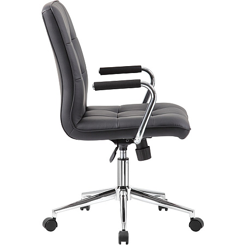 Boss Modern Office Chair with Chrome Arms Black Seat Color - Vinyl Seat Material - Chrome, Black Frame Color - Chrome Frame Material - 5-star Base - Black - 1 Each (B331BK)