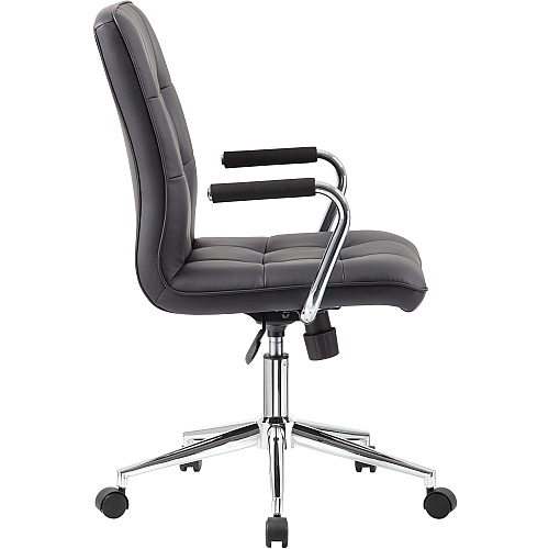 Boss Modern Office Chair with Chrome Arms Black Seat Color - Vinyl Seat Material - Chrome, Black Frame Color - Chrome Frame Material - 5-star Base - Black - 1 Each (B331BK)