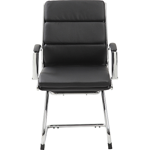 Boss Contemporary Executive Guest Chair In Caressoft Plus Black Seat Color - Vinyl Seat Material - Cantilever Base - Black - 1 Each (B9479BK)
