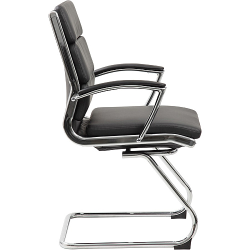 Boss Contemporary Executive Guest Chair In Caressoft Plus Black Seat Color - Vinyl Seat Material - Cantilever Base - Black - 1 Each (B9479BK)