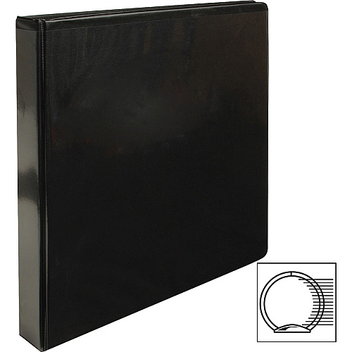 Business Source Round-ring View Binder 1" Binder Capacity - Letter - 8 1/2" x 11" Sheet Size - 225 Sheet Capacity - Fastener(s): Round Ring - Pocket(s): 2, Internal - Chipboard, Polypropylene - Black - Non-glare, Sturdy, Exposed Rivet, Durabl (BSN09952CT)