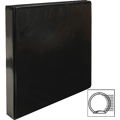 Business Source Round-ring View Binder 1" Binder Capacity - Letter - 8 1/2" x 11" Sheet Size - 225 Sheet Capacity - Fastener(s): Round Ring - Pocket(s): 2, Internal - Chipboard, Polypropylene - Black - Non-glare, Sturdy, Exposed Rivet, Durabl (BSN09952CT)