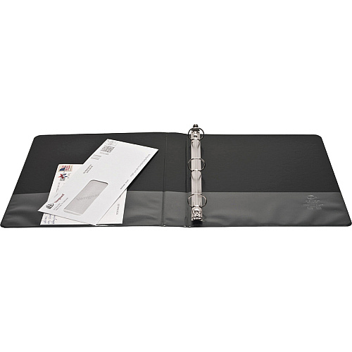 Business Source Round-ring View Binder 1" Binder Capacity - Letter - 8 1/2" x 11" Sheet Size - 225 Sheet Capacity - Fastener(s): Round Ring - Pocket(s): 2, Internal - Chipboard, Polypropylene - Black - Non-glare, Sturdy, Exposed Rivet, Durabl (BSN09952CT)