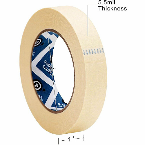 Business Source Utility-purpose Masking Tape 60 yd Length x 1" Width - 3" Core - Tan - Crepe Paper Backing - Pressure Sensitive - For General Purpose, Holding, Bundling, Sealing, Masking - 9/Pack - 4 / Carton (BSN16461CT)