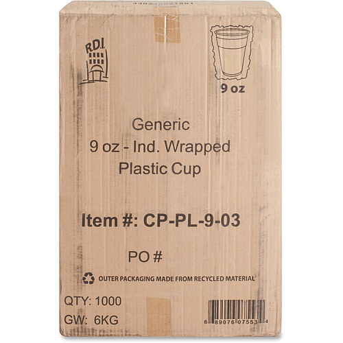 Coffee Pro 9oz Individually Wrapped Plastic Cups 9 fl oz - Clear - Plastic - 1000 / Carton (CPPL903)