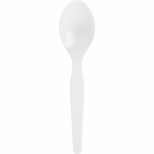 Genuine Joe Heavyweight Disposable Spoons Disposable - White - 100/Box - 40 / Carton (GJO10432CT)
