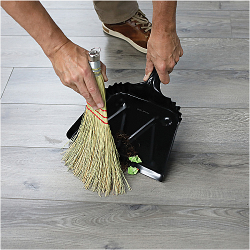 Genuine Joe Heavy-Duty Metal Dustpan 12" Wide - Steel - Black - 1 Each (GJO58143)