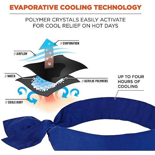 Chill-Its Evaporating Cooling Bandana Solid Blue (12307)
