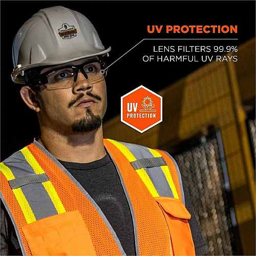 Ergodyne Clear Lens/Gray Half Frame Safety Glasses Ultraviolet Protection - Clear, Smoke Lens - Matte Gray Frame - Durable, Flexible, Non-slip, Scratch Resistant, Perspiration Resistant, Comfortable - 1 Each (52100)
