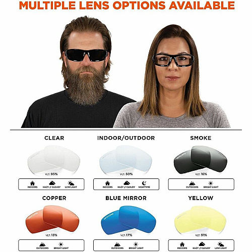 Ergodyne Clear Lens/Gray Half Frame Safety Glasses Ultraviolet Protection - Clear, Smoke Lens - Matte Gray Frame - Durable, Flexible, Non-slip, Scratch Resistant, Perspiration Resistant, Comfortable - 1 Each (52100)