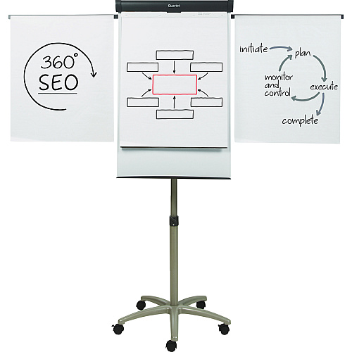 Quartet Compass Nano-Clean Magnetic Mobile Presentation Easel 36" (3 ft) Width x 24" (2 ft) Height - White Painted Steel Surface - Graphite Aluminum Frame - Horizontal - Magnetic - 1 Each (ECM32EU)