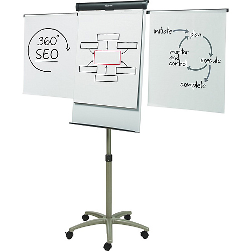 Quartet Compass Nano-Clean Magnetic Mobile Presentation Easel 36" (3 ft) Width x 24" (2 ft) Height - White Painted Steel Surface - Graphite Aluminum Frame - Horizontal - Magnetic - 1 Each (ECM32EU)