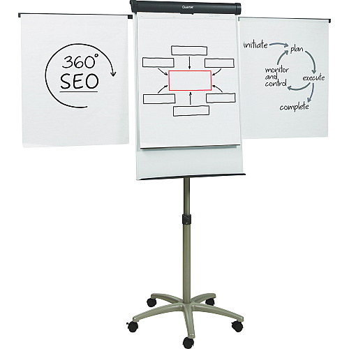 Quartet Compass Nano-Clean Magnetic Mobile Presentation Easel 36" (3 ft) Width x 24" (2 ft) Height - White Painted Steel Surface - Graphite Aluminum Frame - Horizontal - Magnetic - 1 Each (ECM32EU)