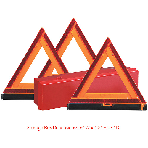 Deflecto Emergency Warning Triangle Kit 17.3" Width x 16.5" Height - Triangle Shape - Reflective, Non-flammable - Outdoor - Orange, Red - 1 Each (73071100)