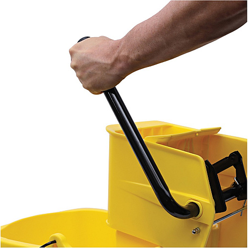 Genuine Joe 35-quart Side Press Mop Bucket & Wringer Combo 8.75 gal - Caster - 21" x 16" x 14" - Yellow - 1 Each (GJO02347)