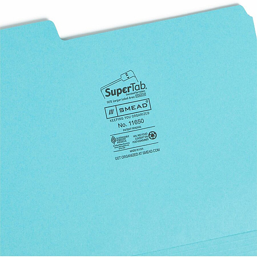 Smead SuperTab 1/3 Tab Cut Letter Recycled Top Tab File Folder 8 1/2" x 11" - Top Tab Location - Assorted Tab Position - 11 pt. - 1 Plys - Pink, Yellow, Goldenrod, Aqua - Labeling Area, Sturdy, Durable - 10% Recycled - 12 / Pack (11650)