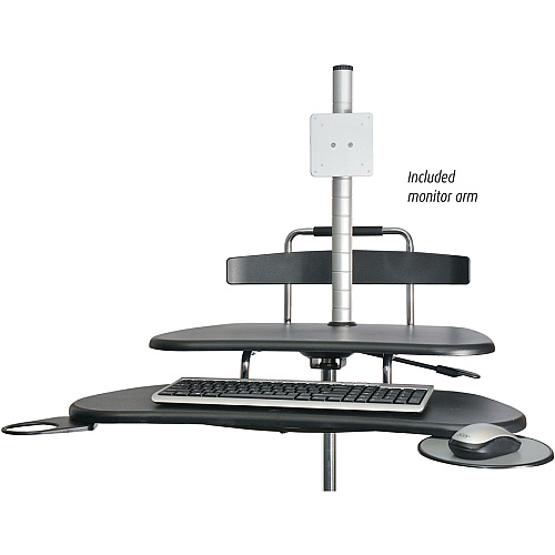 Kantek Mobile Height Adjustable Computer Workstation w/ LCD Mount Height Adjustable - 48.50" Height x 27.50" Width x 25" Depth - Computer - Assembly Required - Black - Steel, ABS Plastic - 1 Each (STS240)