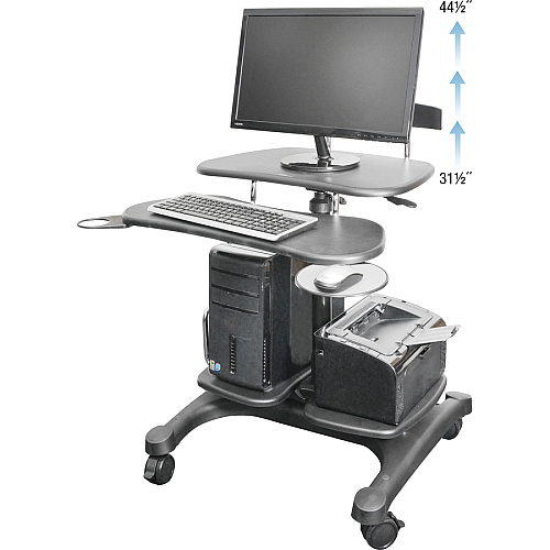 Kantek Mobile Height Adjustable Computer Workstation w/ LCD Mount Height Adjustable - 48.50" Height x 27.50" Width x 25" Depth - Computer - Assembly Required - Black - Steel, ABS Plastic - 1 Each (STS240)