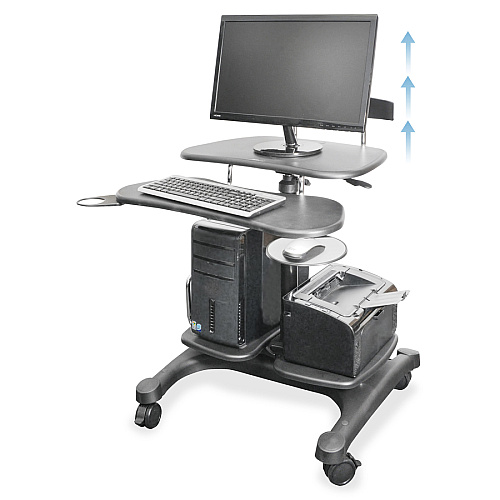 Kantek Mobile Height Adjustable Computer Workstation w/ LCD Mount Height Adjustable - 48.50" Height x 27.50" Width x 25" Depth - Computer - Assembly Required - Black - Steel, ABS Plastic - 1 Each (STS240)