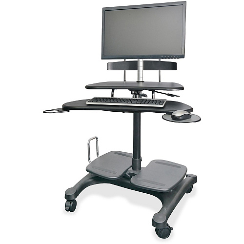 Kantek Mobile Height Adjustable Computer Workstation w/ LCD Mount Height Adjustable - 48.50" Height x 27.50" Width x 25" Depth - Computer - Assembly Required - Black - Steel, ABS Plastic - 1 Each (STS240)