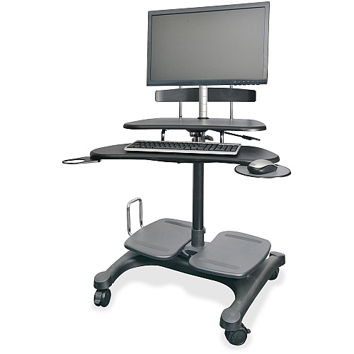 Kantek Mobile Height Adjustable Computer Workstation w/ LCD Mount Height Adjustable - 48.50" Height x 27.50" Width x 25" Depth - Computer - Assembly Required - Black - Steel, ABS Plastic - 1 Each (STS240)