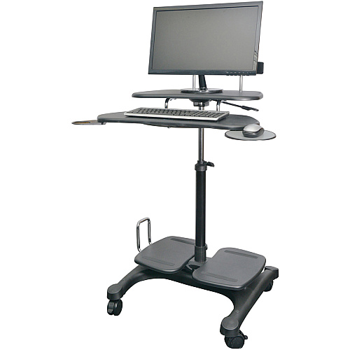 Kantek Mobile Height Adjustable Computer Workstation w/ LCD Mount Height Adjustable - 48.50" Height x 27.50" Width x 25" Depth - Computer - Assembly Required - Black - Steel, ABS Plastic - 1 Each (STS240)