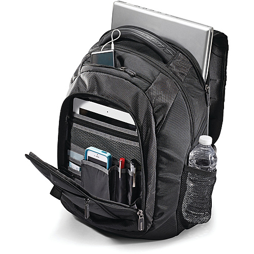 Samsonite Tectonic 2 Carrying Case (Backpack) for 15.6" iPad Notebook - Black Shock Resistant Interior, Slip Resistant Shoulder Strap - Poly Ballistic Body - Tricot Interior Material - Shoulder Strap, Handle - 16.9" Height x 12.2" Width x 8.2" (623641041)