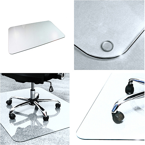 Cleartex Glaciermat Glaciermat&reg; Heavy Duty Glass Chair Mat for Hard Floors & Carpets - 36" x 48" Hard Floor, Home, Office, Carpet - 48" Length x 36" Width x 0.200" Depth x 0.200" Thickness - Rectangular - Glass, Tempered Glass - Clear - 1 E (123648EG)