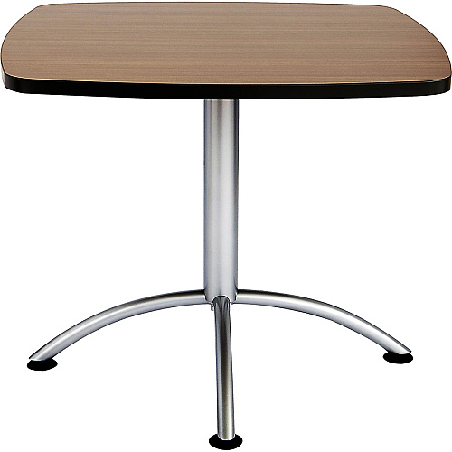 Iceberg iLand 29"H Square Hospitality Table Square Top - Powder Coated Silver Base - Contemporary Style - 36" Table Top Length x 36" Table Top Width x 1.13" Table Top Thickness - 29" Height - Assembly Required - Laminated, Teak - Particleboard - 1 (69727)