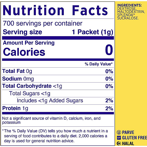 Splenda Single-serve Sweetener Packets 0.035 oz (1 g) - Artificial Sweetener - 700 / Box (200063)