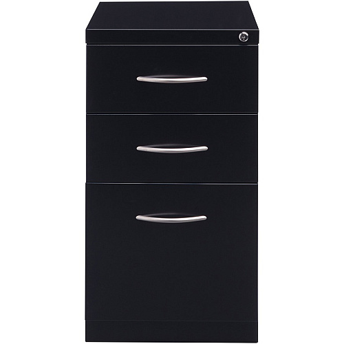 Lorell Premium Box/Box/File Mobile File Cabinet with Arch Pull 15" Width x 22.9" Depth x 27.8" Height - 3 x Drawer(s) for Box, File - Letter - Ball-bearing Suspension, Drawer Extension, Durable, Pencil Tray - Black - Steel - Recycled (LLR79129)