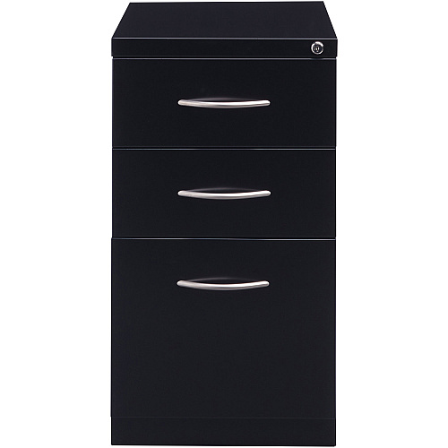 Lorell Premium Box/Box/File Mobile File Cabinet with Arch Pull 15" Width x 22.9" Depth x 27.8" Height - 3 x Drawer(s) for Box, File - Letter - Ball-bearing Suspension, Drawer Extension, Durable, Pencil Tray - Black - Steel - Recycled (LLR79129)