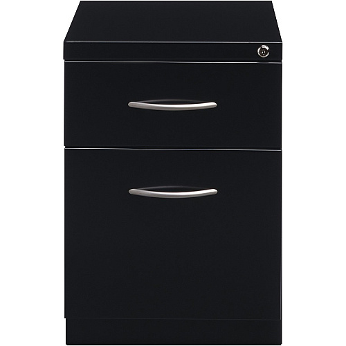 Lorell Premium Box/File Mobile File Cabinet with Arm Pull 15" Width x 19.9" Depth x 21.8" Height - 2 x Drawer(s) for Box, File - Letter - Pencil Tray, Ball-bearing Suspension, Drawer Extension, Durable - Black - Steel - Recycled (LLR79133)