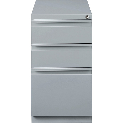 Lorell 20" Box/Box/File Mobile File Cabinet with Full-Width Pull 15" Width x 19.9" Depth x 27.8" Height - 3 x Drawer(s) for Box, File - Letter - Ball-bearing Suspension, Drawer Extension, Durable, Recessed Drawer - Gray - Steel - Recycled (LLR79135)